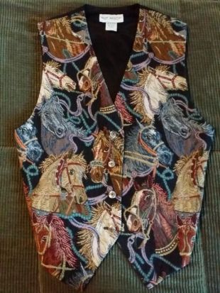 Gilet Vintage Ladies Western avec SM imprimer la taille cheval