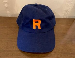vintage casquette chapeau, bleu marine ajustable papa chaussée || Le Logo R brodé || bracelet-dos, unique taille adulte
