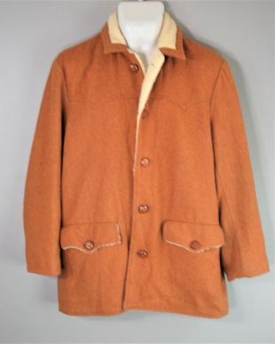 High-Country Cowboy - 1950-60s - Rusty - Wool Sherpa - Western Jacket - Pioneer Wear - Taille marquée 44