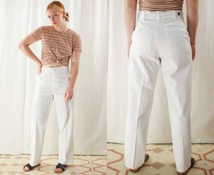 vintage Workwear High Waist Painter’s Pants Tailles 30 32 Pantalons de travail Vintage White High Rise (fr) Pantalon utilitaire de jambe plissée droite