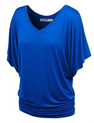 Lock and Love - Lock and Love WT1038 Womens V Neck Short Sleeve Dolman ...