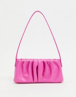 ASOS DESIGN ruched 90s shoulder bag in hot pink