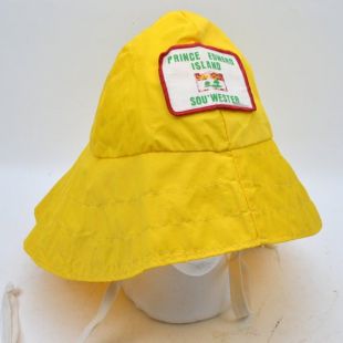 PEI Prince Edward Island vintage Fisherman Rain Yellow Hat with Patch SOU'WESTER Canada