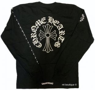 Chrome Hearts Collar Print Black Long Sleeve T Shirt worn by Quavo in Racks  2 Skinny (Official Video) by Migos