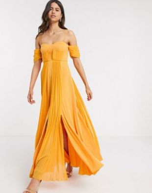 ASOS DESIGN - Mus­tard Chif­fon Dress