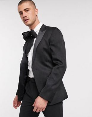 Blazer slim à rayures effet tigre - Noir