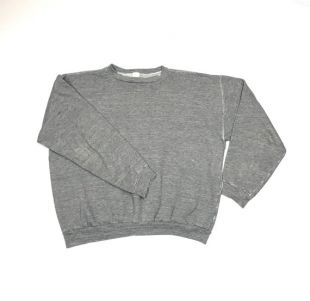 1970 Heather Grey Crewneck Sweatshirt Lovey Fades OS Short LG XL