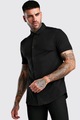 Chemise en jersey Muscle Fit à manches courtes