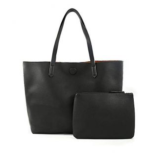 Black Leather Tote Handbag