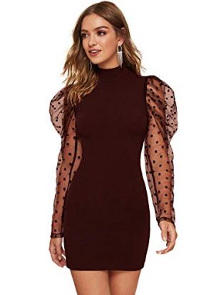 Burgundy High Neck  Mini Dress