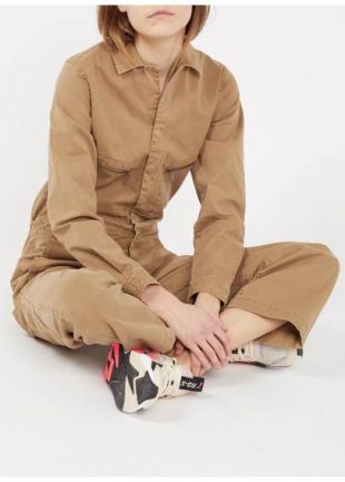 COMBINAISON COL CLASSIQUE BOUTONNÉE EN TWILL 771-MILD TOBACCO- FEMME | Place des Tendances