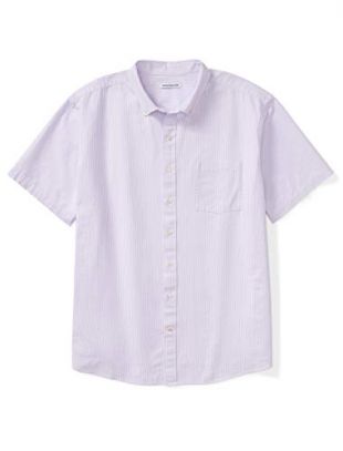 Amazon Essentials Men's Short-Sleeve Pocket Oxford Shirt fit by DXL, Lavendar Stripe, 3XL