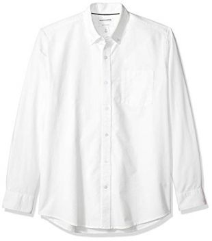 Amazon Essentials Men's Regular-Fit Long-Sleeve Solid Pocket Oxford Shirt, White, XX-Large