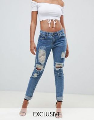 Liquor N Poker distressed skinny boyfriend jean