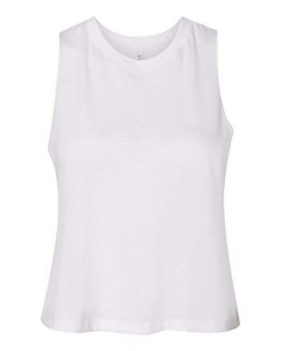 Women's Racerback Cropped Tank, Solid White Blend, Small