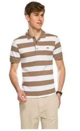  Lacoste Hommes Polo Rayé Marron Blanc Th1710200 Lacoste Th1710200 Excellent Choix   €26.00