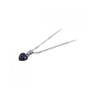Collier pendentif Coeur en argent sterling plaqué rhodium zirconium transparents & noirs