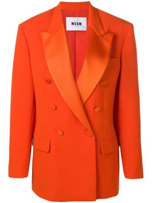 MSGM Manteau Oversize À Boutonnière Croisée Femme 10 Orange Vêtements Blazers