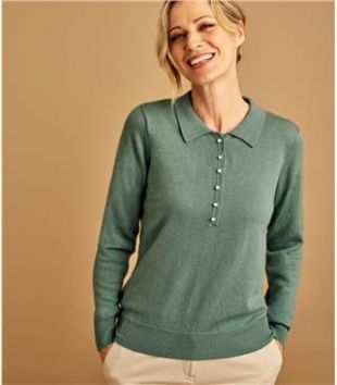 Ladies Cashmere and Merino Knitted Polo Shirt