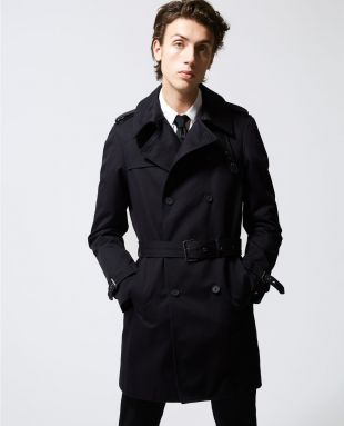 NAVY BLUE TRENCH COAT IN COTTON GABARDINE