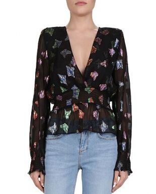 Metallic Butterfly Pattern Blouse