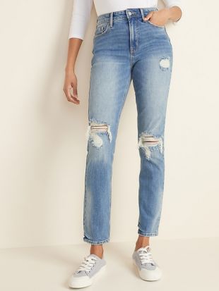 Distressed  Straight Jeans