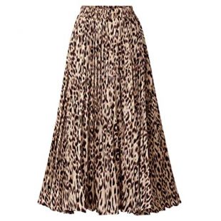 Leop­ard Print Pleat­ed Skirt