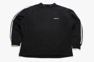 vintage ADIDAS hommes sweat-shirt authentique rare sueur rétro petit logo Taille M/ L hipster noir rave sport porter 90s 80s running outfit jumper