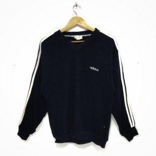 ADIDAS, trois rayures col en v pull Sweatshirt pull pull sport Originals Trefoil en cours d’exécution