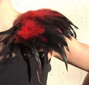 Cape Gothique Plumes Noires - Épaulettes Plumes Naturelles Pour Femme - Accessoire Halloween Et Carnaval