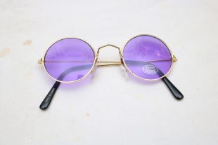 vintage "GRAPE SODA" Gold Frame John Lennon Style Round Sunglasses with Purple Colored Lenses