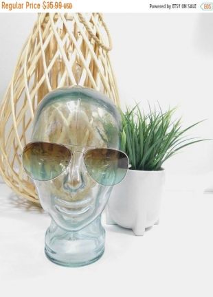 Vintage Ombre Tinted Green Brown Transparent Aviator Silver Frame Fashion Lens Classic Lunettes de soleil Standard Lunettes de soleil Costume Lunettes