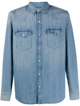 Chemise En Denim à Effet Délavé