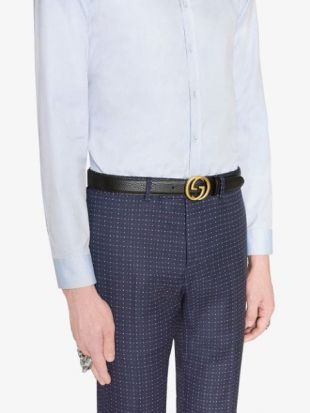 Ceinture En Cuir à Boucle Double G