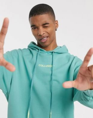 Hoodie avec cordons de serrage ultra longs - Vert sarcelle délavé
