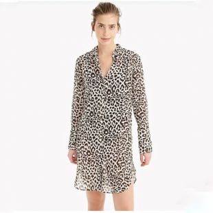 J.Crew - Leopard Button Down Cover Up