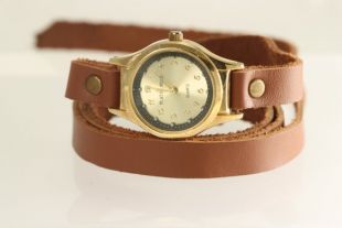 Wrap en cuir tanné rond chiffres cuir montre, femmes montre, Camel montre, montre en cuir pour dames de filles, femmes cadeau, cadeau de Teen