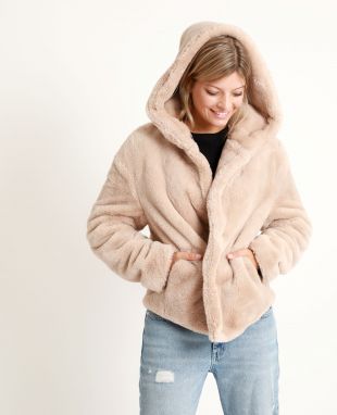 Manteau court en fausse fourrure