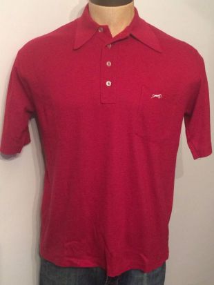 polo rouge à manches courtes Stallion Stallion vintage MENS 70s, taille Large