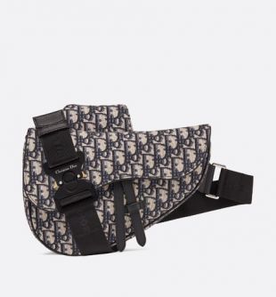 Sac Saddle Toile jacquard Dior Oblique beige et noir