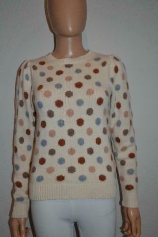 La Vie Rebecca Taylor Jacquard Polka Dot Knit Wool Sweater