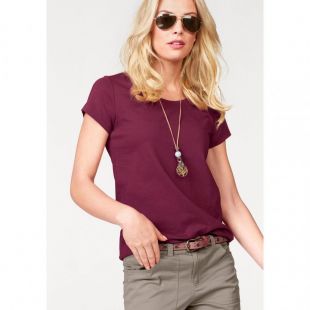 T-shirt col rond manches courtes bordeaux