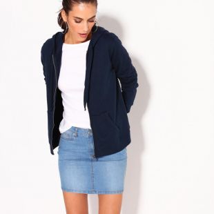 Sweat zippé à capuche bleu marine