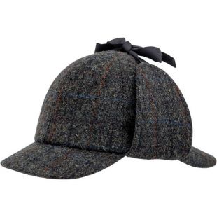 HOLMES véritable écossais Harris Tweed pure laine Deerstalker Sherlock Cap chasse trappeur cerf Hunter 6 panneaux earflap plaid vérifier tartan chapeau