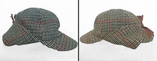 Chapeau SHERLOCK Holmes des années 60 en tweed de laine avec cravates Earflap