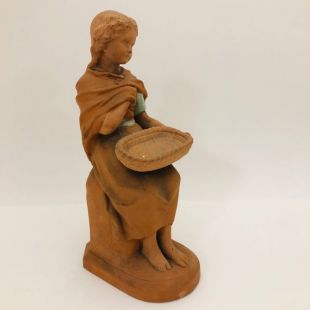 vintage Terracotta Girl Figure, vintage Lady Figurine, Terracotta Miniature, Home Decor Statue, Red Clay, 1890s, Unique Gift, #0095JW