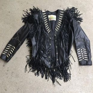 90s veste en cuir à franges sunriders western porter