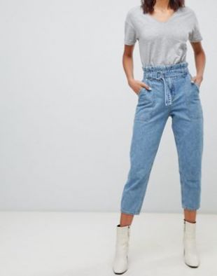 Belted Paperbag Mom Jeans