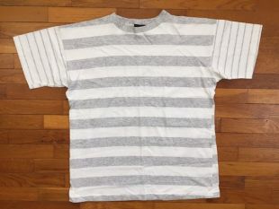 90 s White & Grey T-Shirt rayé taille XL ~ 18717