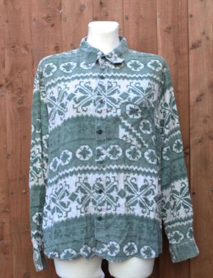 Chemise jacquard surdimensionné vert & crème